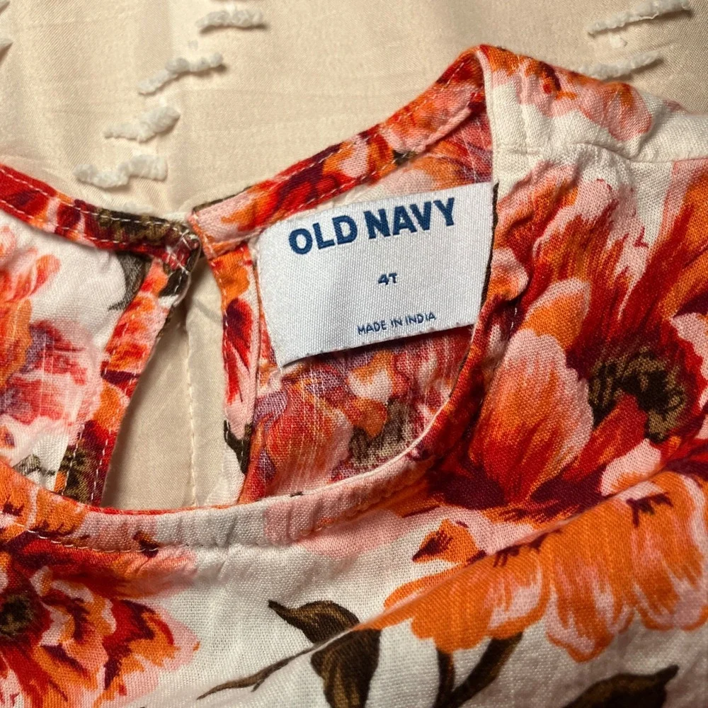 Old Navy Girls Size 4T Small Floral Peplum Top and Gingham Rose Blouse Set of 2
